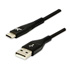 Logo USB cable (2.0), USB A male - USB C M, 1m, 480 Mb/s, 5V/3A, black, box, nylon braided, aluminium connector cover