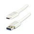 Logo USB cable (3.2 gen 1), USB A male - USB C M, 1m, 5 Gb/s, 5V/3A, white, box, nylon braided, aluminium connector cover