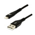 Logo USB cable (2.0), USB A male - Apple Lightning M, 2m, MFi certification, 5V / 2.4A, black, box, nylon braided, aluminium conne