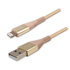 Logo USB cable (2.0), USB A male - Apple Lightning M, 2m, MFi certification, 5V / 2.4A, gold, box, nylon braided, aluminium connec