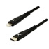Logo USB cable (2.0), USB C M - Apple Lightning M, 1m, MFi certification, 5V/3A, black, box, nylon braided, aluminium connector co