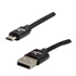 Logo USB kabel (2.0), USB A samec - microUSB samec, 1m, 480 Mb/s, 5V/2A, ern, box, nylonov opleten, hlinkov kryt konektoru