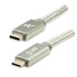 Logo USB Kabel (3.2 gen 2), USB C-Stecker - USB C-Stecker, 1m, Power Delivery 100W, 10 Gb/s, 20V/5A, silbern, Box, Nylongeflecht, 