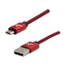 Logo USB kbel (2.0), USB A samec - microUSB samec, 2m, 480 Mb/s, 5V/1A, erven, box, nylnov opletenie, hlinkov kryt konektor