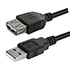 USB cable (2.0), USB A M- USB A F, 1.8m, black, Logo, price per piece