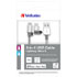 USB cable (2.0), USB A M- USB micro B M, 1m, 2 silver, Verbatim, box, 48869, adjustable Lightning cable connector