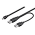USB cable (2.0), USB A  2x M- USB mini M (5 pin), 0.6m, black, Logo, blister pack