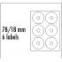 Logo CD labels 78/18mm, A4, matt, white, 6 labels, 140g/m2, packed by 10 pcs, for inkjet and laserjet printers